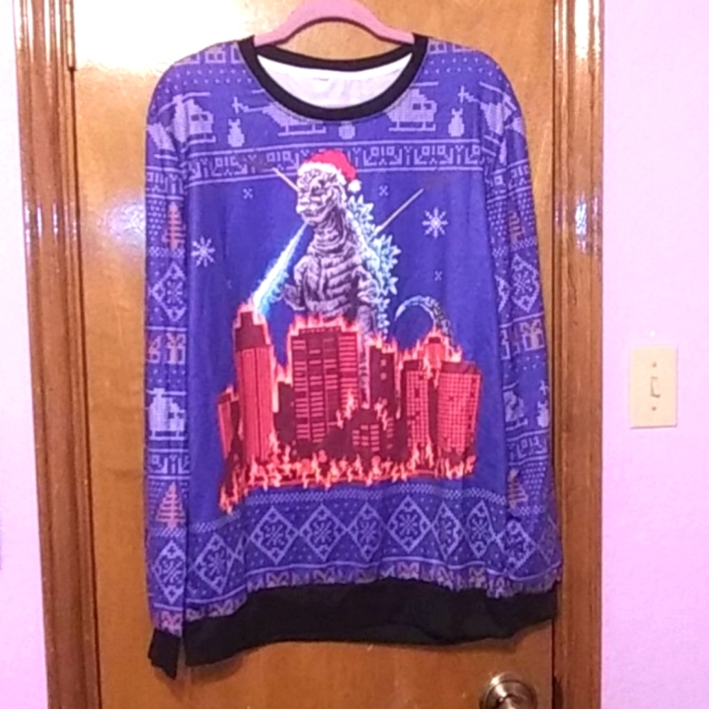 ⭐GODZILLA Christmas Sweater sz S